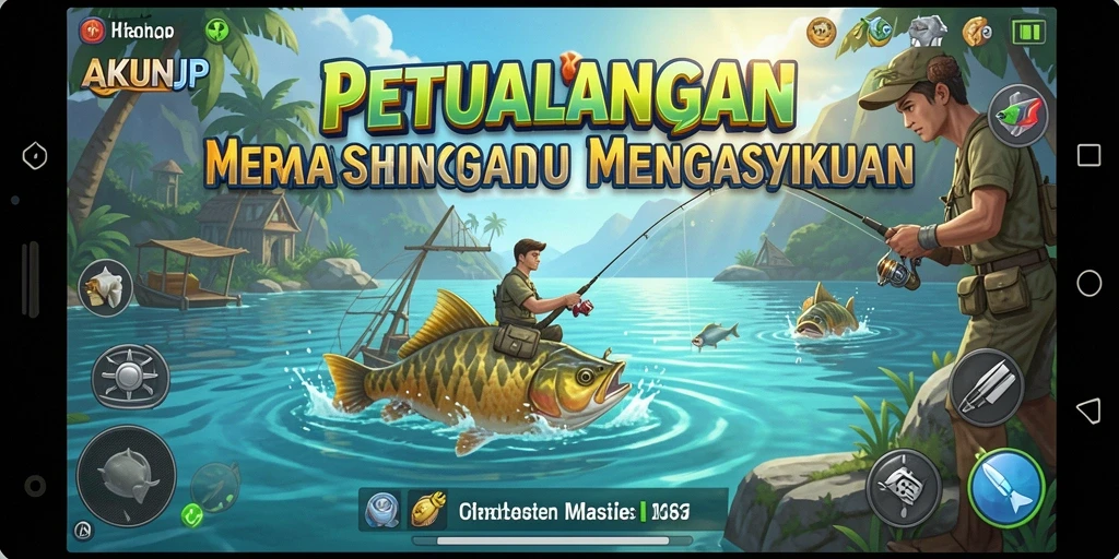 Tampilan gameplay menampilkan momen seru saat menangkap ikan.