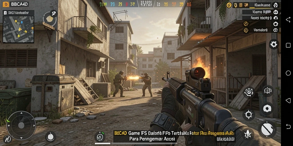 Tangkapan layar utama BBCA4D menampilkan aksi gameplay FPS yang mendebarkan.
