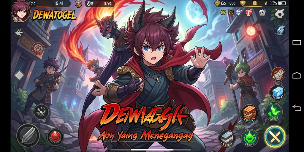Screenshot gameplay DEWATOGEL yang menampilkan karakter anime beraksi.