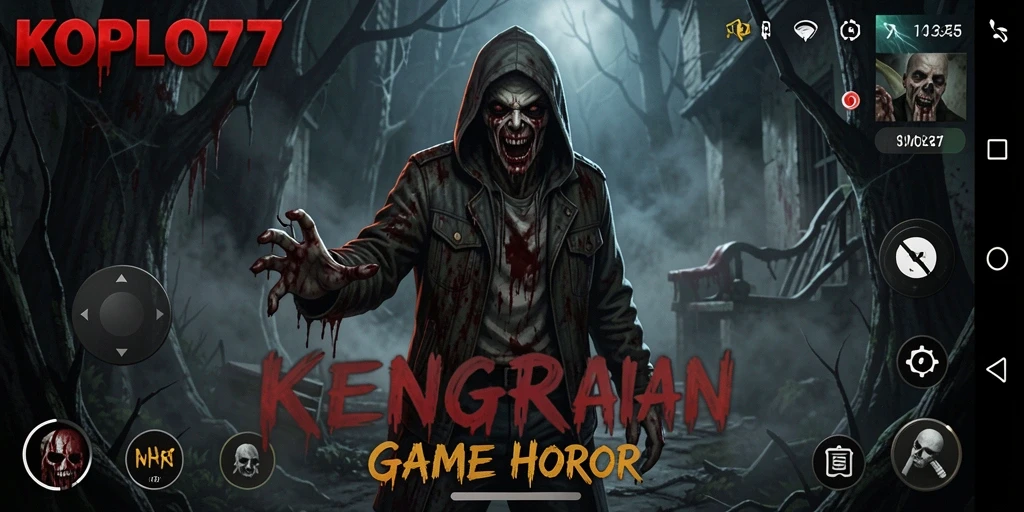 Tangkapan layar KOPLO77 menampilkan suasana gameplay yang menegangkan dan menakutkan.
