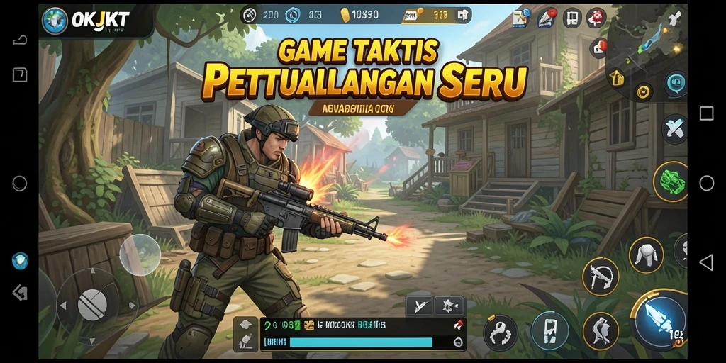 Tampilan gameplay seru dalam OKJKT dengan aksi taktis.