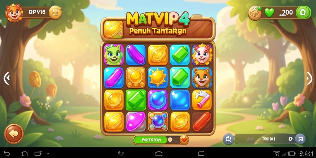 Screenshot gameplay RPVIP4 menunjukkan tantangan Match-3 yang seru.