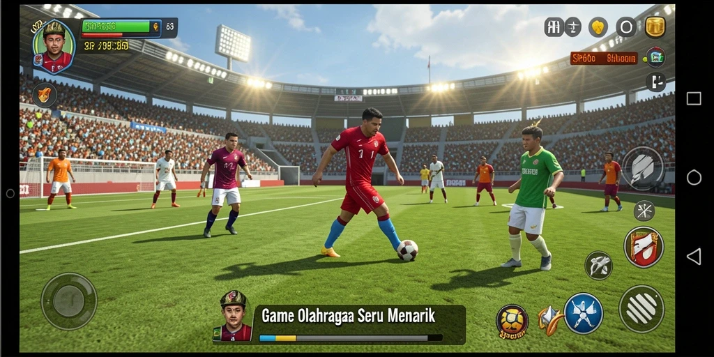 Tangkapan layar utama SP666 menampilkan aksi seru di lapangan olahraga.