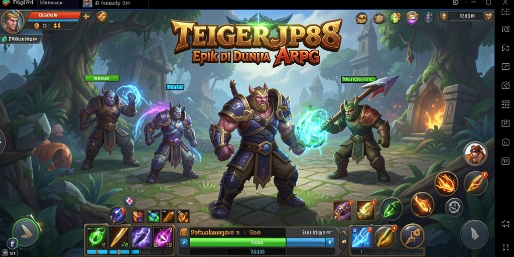 Tangkapan layar gameplay <strong>TIGERJP88</strong> yang menampilkan aksi pertarungan seru di dunia fantasi.