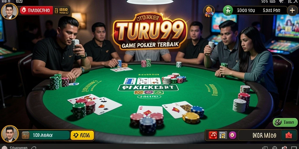 Tampilan screenshot TURU99 yang menunjukkan gameplay seru di meja Poker.