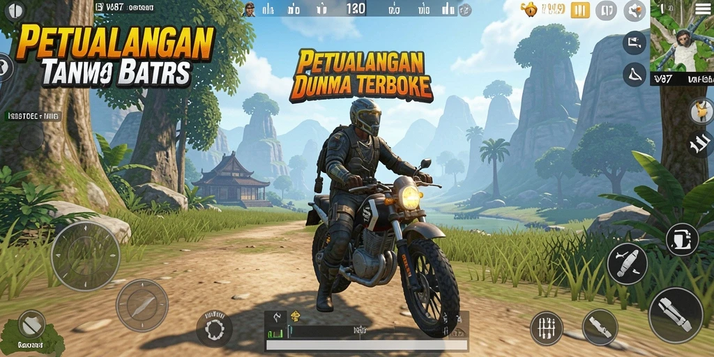 Tampilan permainan V87 yang menakjubkan dalam dunia terbuka.