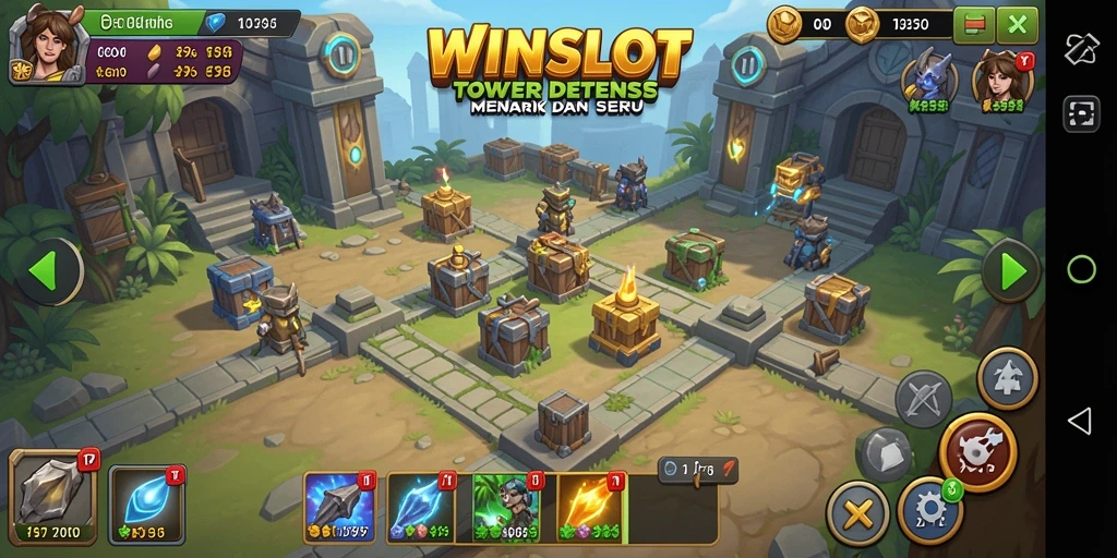 Tangkapan layar WINSLOT menampilkan pertempuran menara untuk mengalahkan musuh.